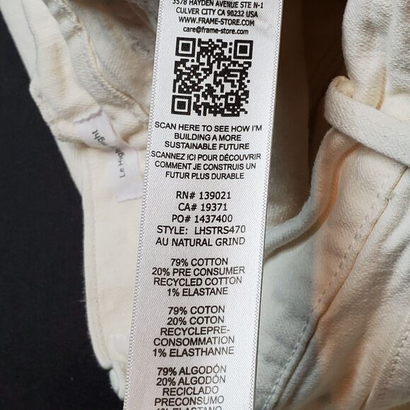 Frame Women Size 24 Le High Straight Jean Raw Stagger Hem Distressed White - Picture 7 of 9